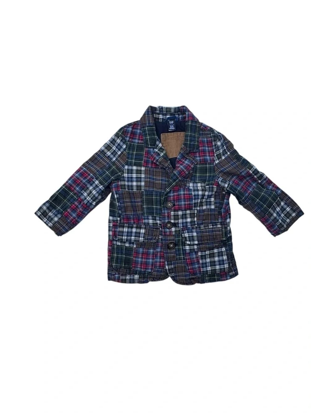 GAP Kids Plaid Patchwork Blazer - with corduroy detailing